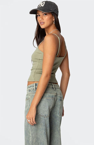 Ribbed Henley Tank Top image number 4