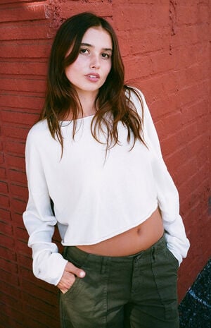 White Wide Neck Sweater image number 1