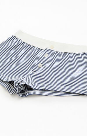 Black Striped Pajama&nbsp;Boyshorts&nbsp; image number 2