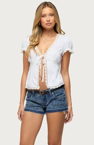 Eman Lacey Tie Front Top image number 2