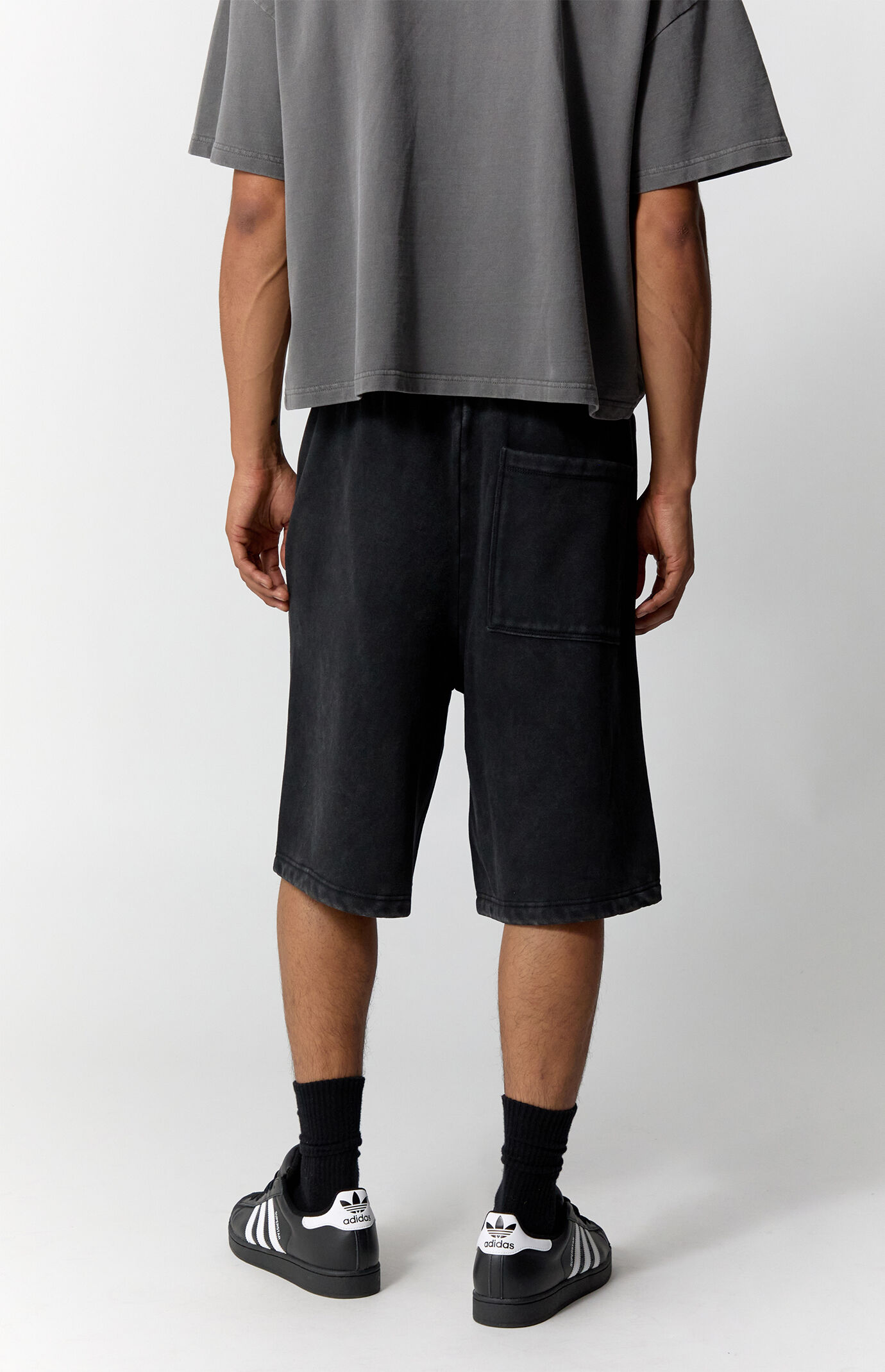 Pacsun Washed Black Fleece Graphic Baggy Sweat Shorts | Pacsun