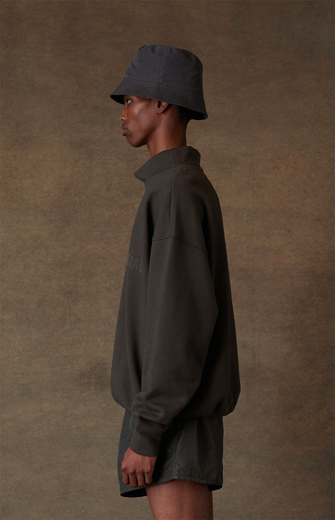 Fear of God Essentials Off Black Mock Neck Sweatshirt PacSun