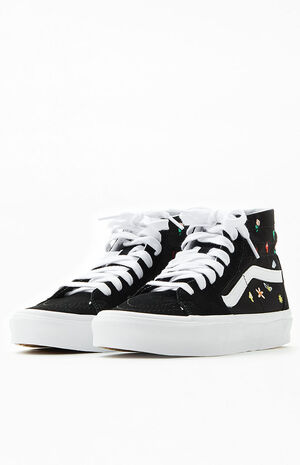 Black Embroidered Sk8-Hi Tapered Sneakers image number 2