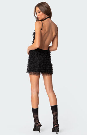 Party Favor Ruffled Open Back Mini Dress image number 4
