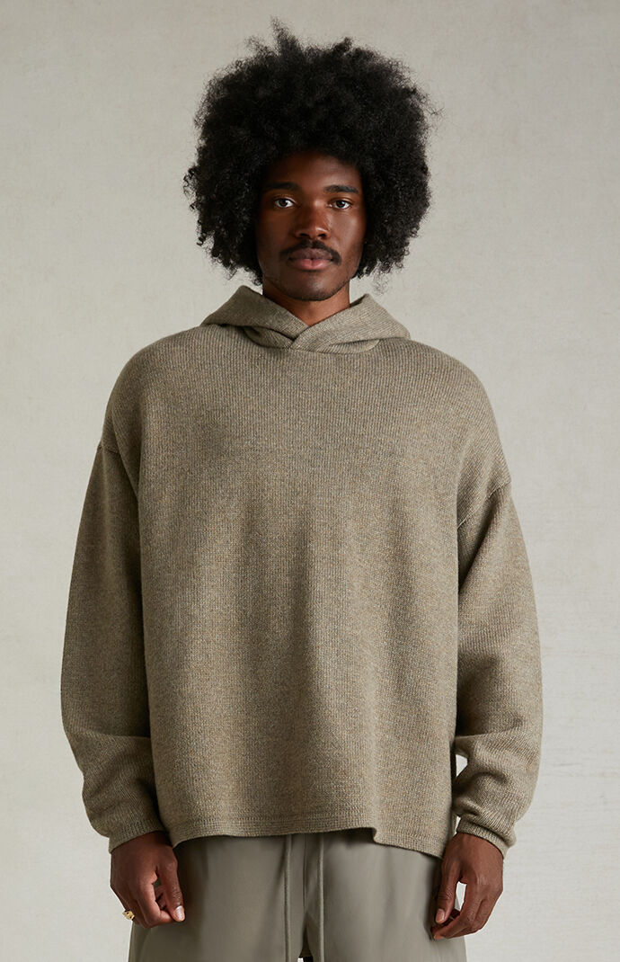 Fear of God Essentials Heather Grey Sweater Knit Hoodie | PacSun Fear of God Essentials Heather Grey Sweater Knit Hoodie | PacSun
