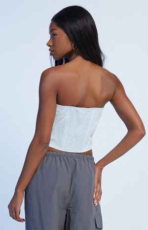 Strapless Butterfly Embossed Tube Top image number 3