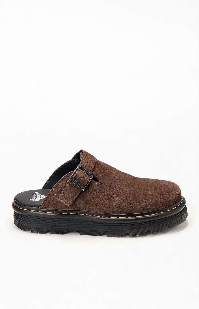 Dr Martens Brown Bronx Suede Zebzag Slingback Mules