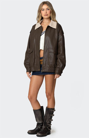 Ann Oversized Faux Leather Jacket image number 4
