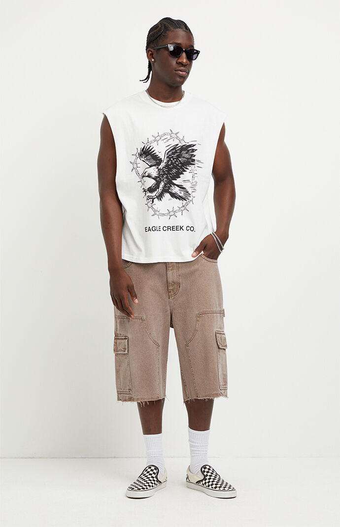 Pacsun Austin Extreme Baggy Jean Shorts Cargo Brown | Pacsun