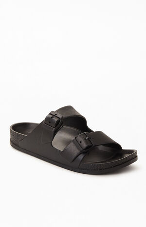 Women's Rubber Double Buckle Slide Sandals image number 1