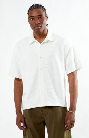 Cream Bran Short Sleeve Textured Shirt image number 1