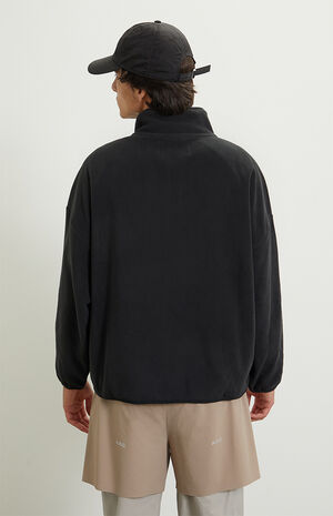 Black Half Zip Oversized Pullover Sweatshirt image number 4