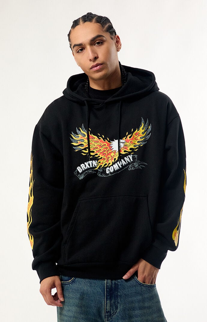 Brixton Men's Blazing Eagle Fleece Hoodie In Black