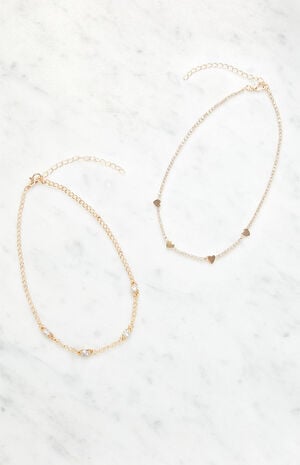 2 Pack Heart Chain Layer Bracelets image number 1