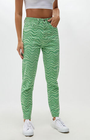 Green Wavy Mom Jeans image number 1
