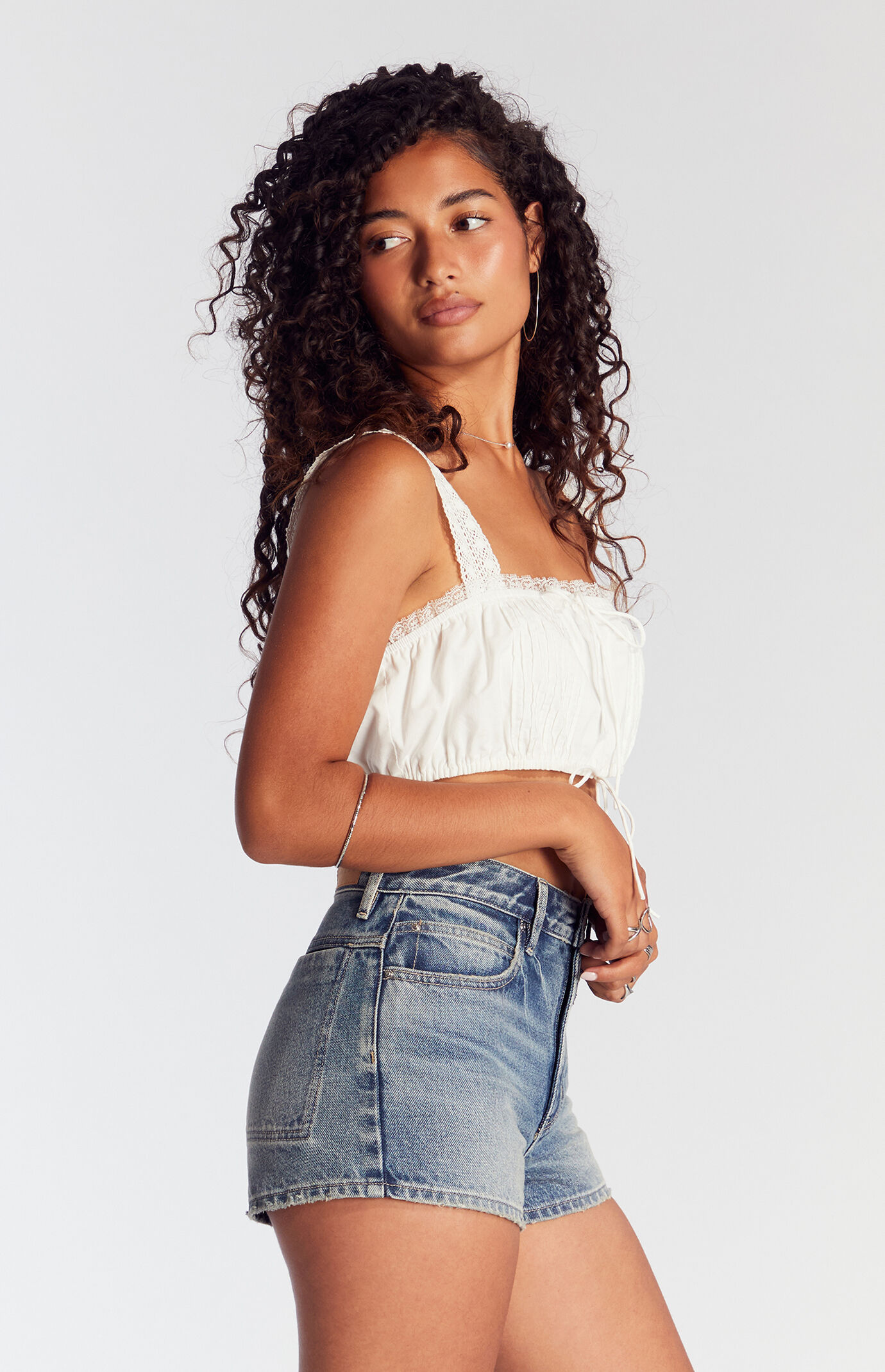 Pacsun Medium Indigo Zip Fly High Waisted Denim Festival Shorts