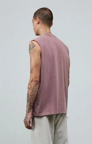 Rose Taupe Vintage Wash Comfort Cut Off Muscle T-Shirt image number 4