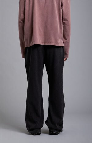 Black Ribbed Baggy Sweatpants image number 5