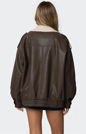 Ann Oversized Faux Leather Jacket image number 5