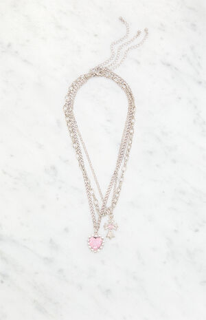Cross Heart Layered Necklace image number 1