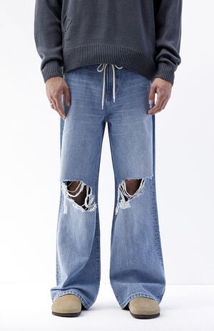 Medium Indigo Extreme Baggy Destroyed Jeans image number 1