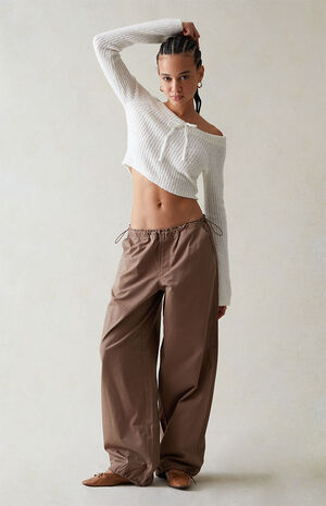 Brown Low Rise Parachute Pants image number 2