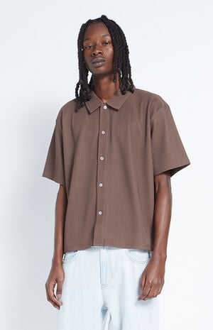 Ribbed Woven Button Down Shirt image number 2