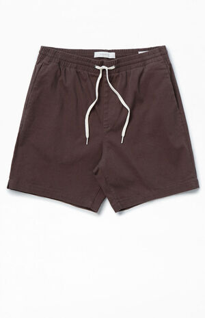 Brown Reed Twill Volley Shorts image number 1