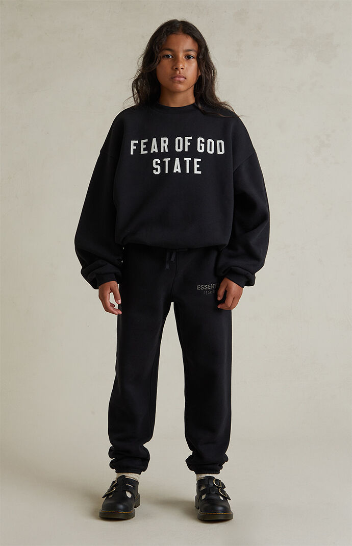 Fear of God ESSENTIALS Kids Jet Black Classic Sweatpants | Pacsun