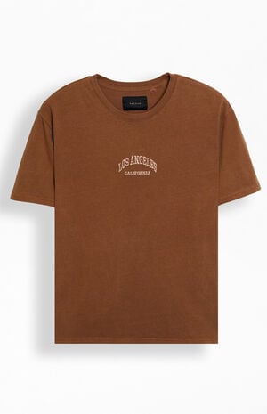 Brown Los Angeles Embroidered Vintage Wash T-Shirt image number 1