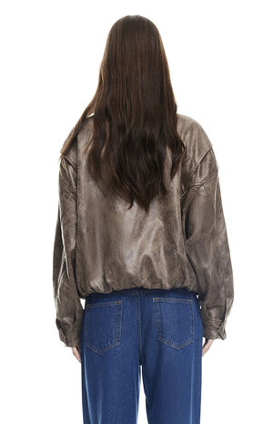 Faux Leather Kenny Bomber Jacket image number 4