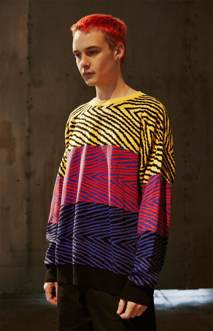 Tiger Knit Crew Neck Sweater