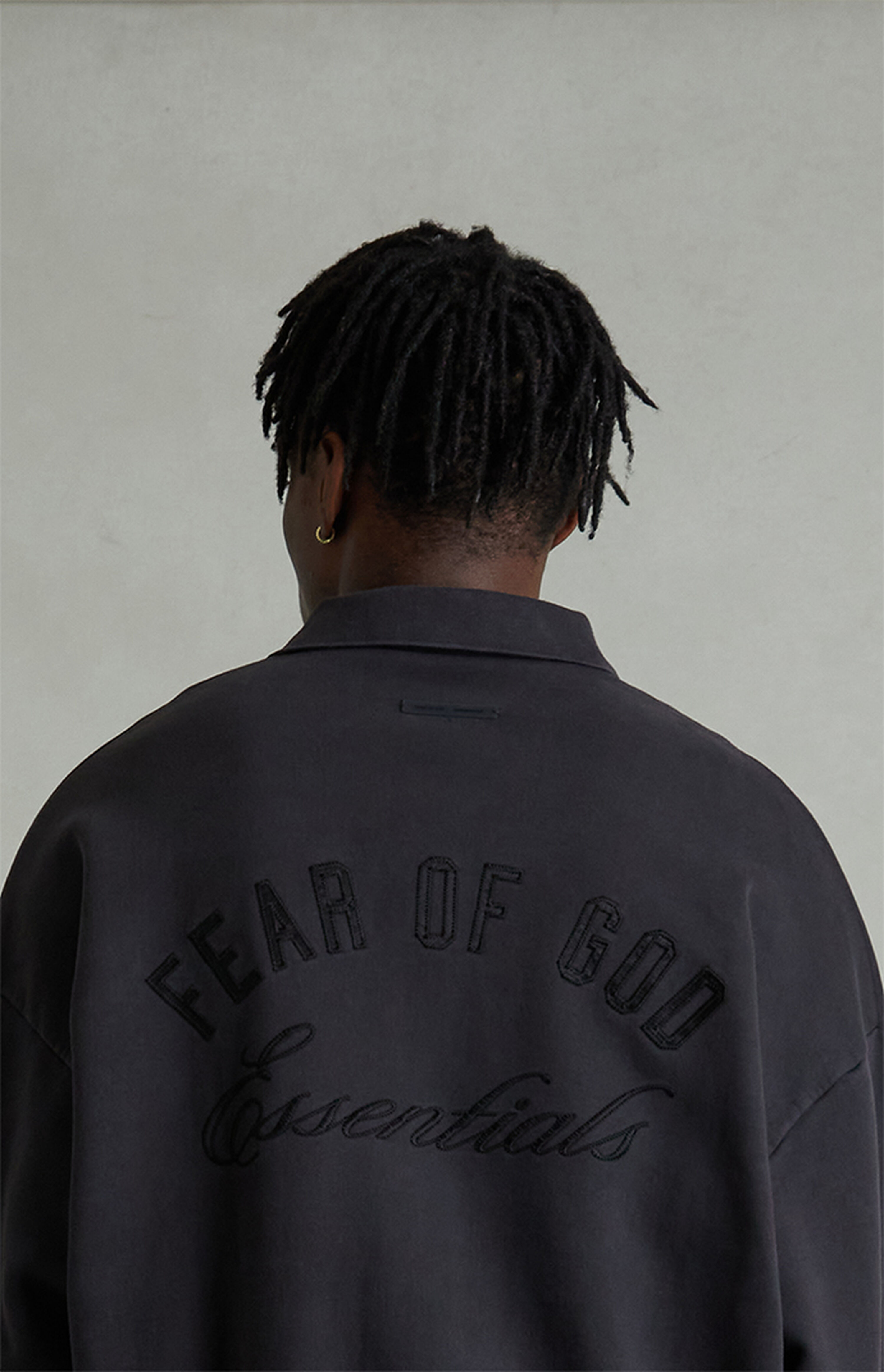Fear of God ESSENTIALS Vintage Black Classic Polo Sweatshirt | Pacsun