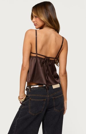 Blanca Satin Lace Trim Tank Top image number 3