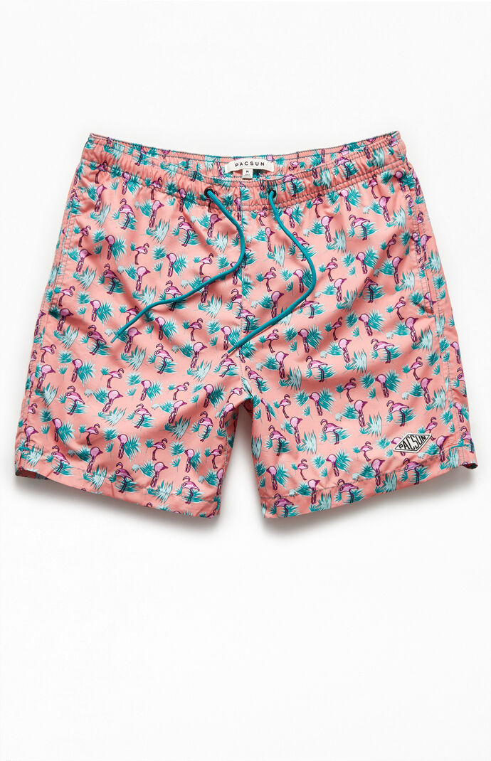 pink flamingo swim trunks