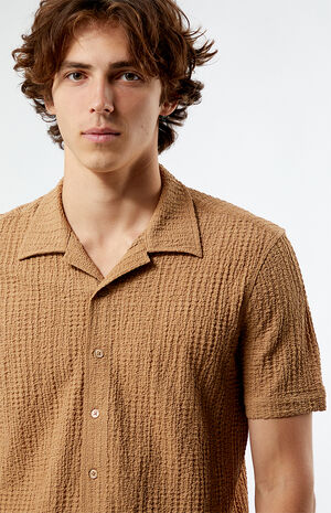Pointelle Textured Woven Camp Shirt image number 2