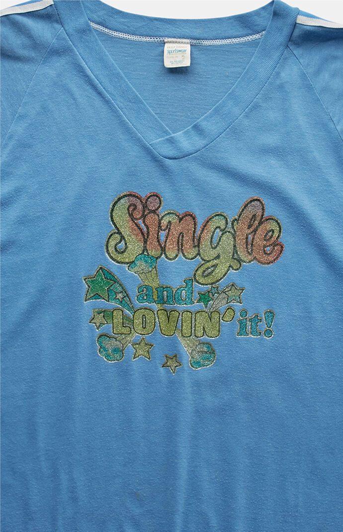 PS VINTAGE '90s Single and Loving It V-neck Graphic T-Shirt