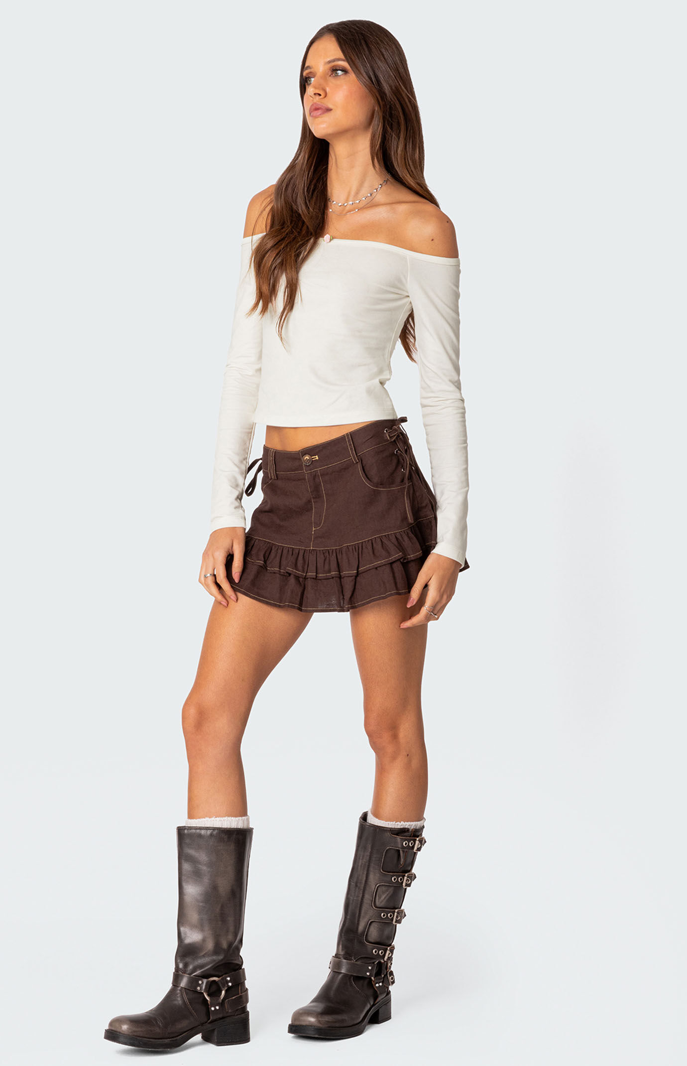 【AAKE】LINEN FRILL MINI SKIRT Amazon.com: ELDINA Women's Mini Short Skirts White Frill