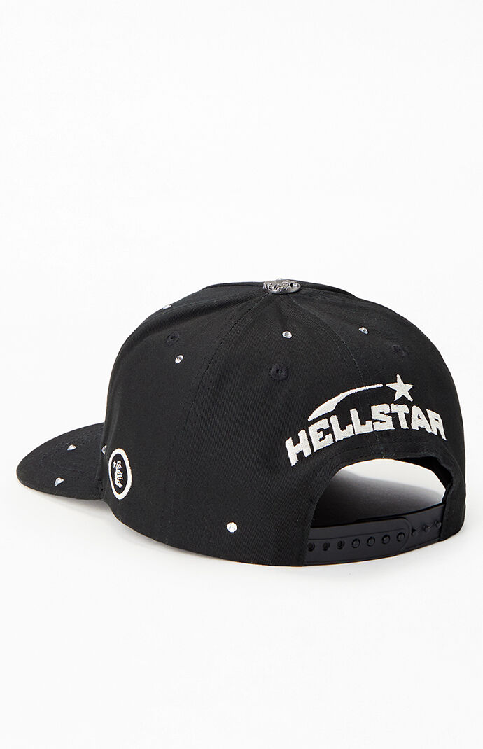 希少 海外限定 HELLSTAR ATL BLACK SNAP BACK CAP Hellstar OG Logo Rhinestone Snapback Hat Black Men's - FW24 - US