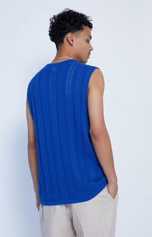 Royal Blue Knit Sweater Tank Top image number 3