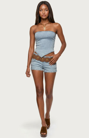 Zaida Stretchy Denim Micro Shorts image number 4