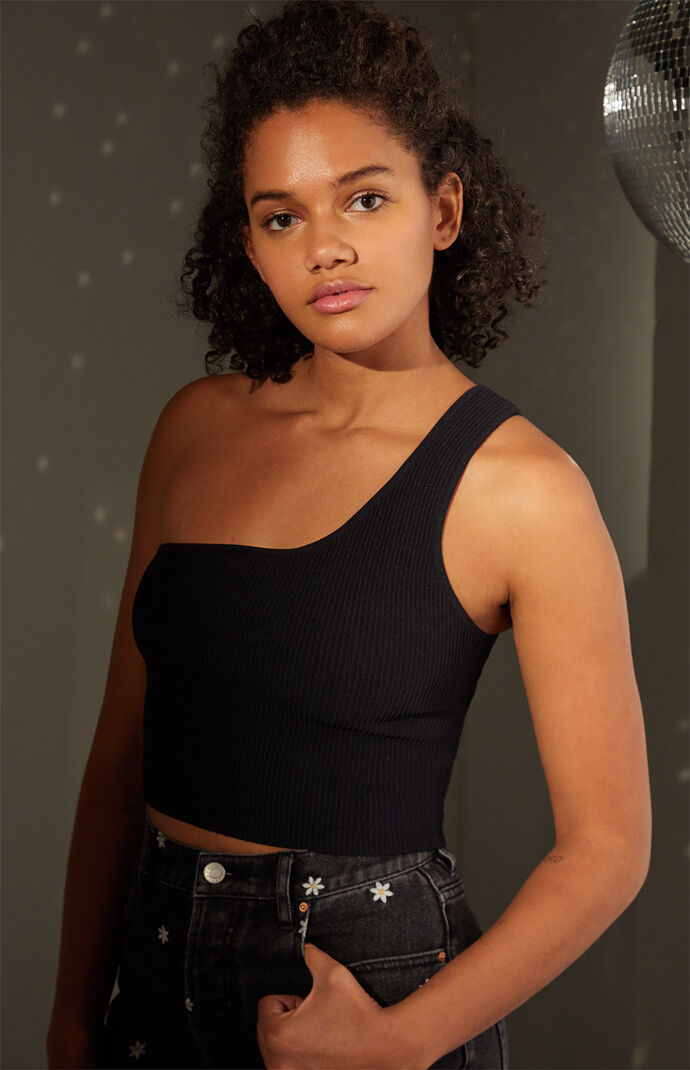 One Shoulder Sweater Tank Top