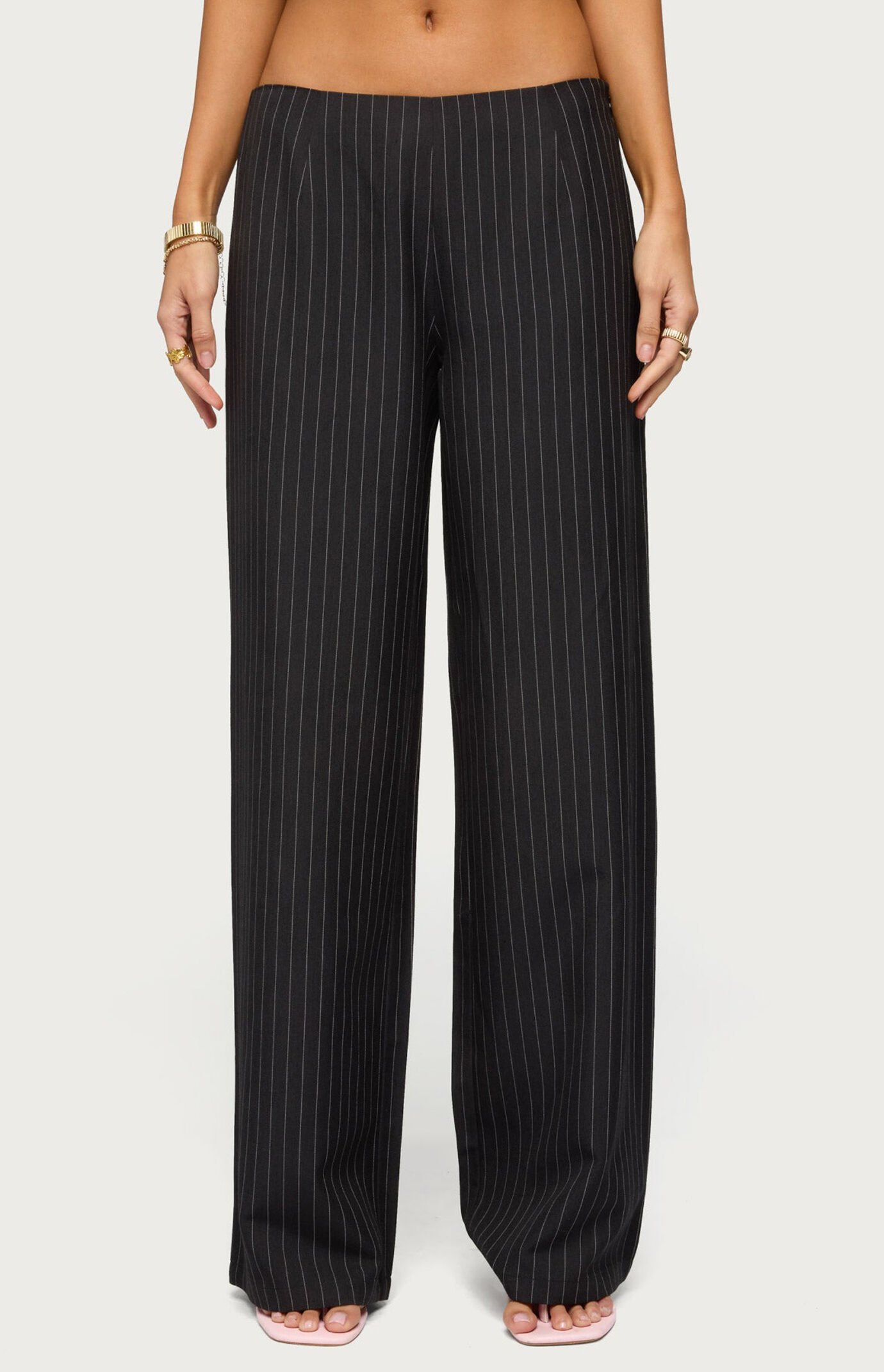 Edikted Kerie Pinstripe Low Rise Pants