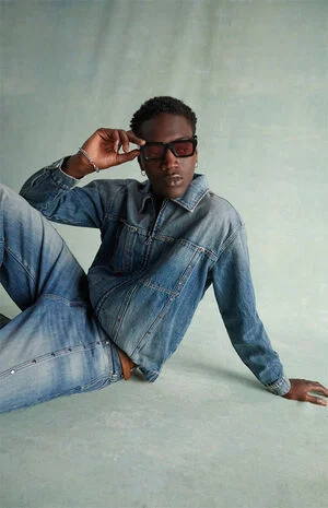 Medium Blue Studded Denim Jacket image number 1