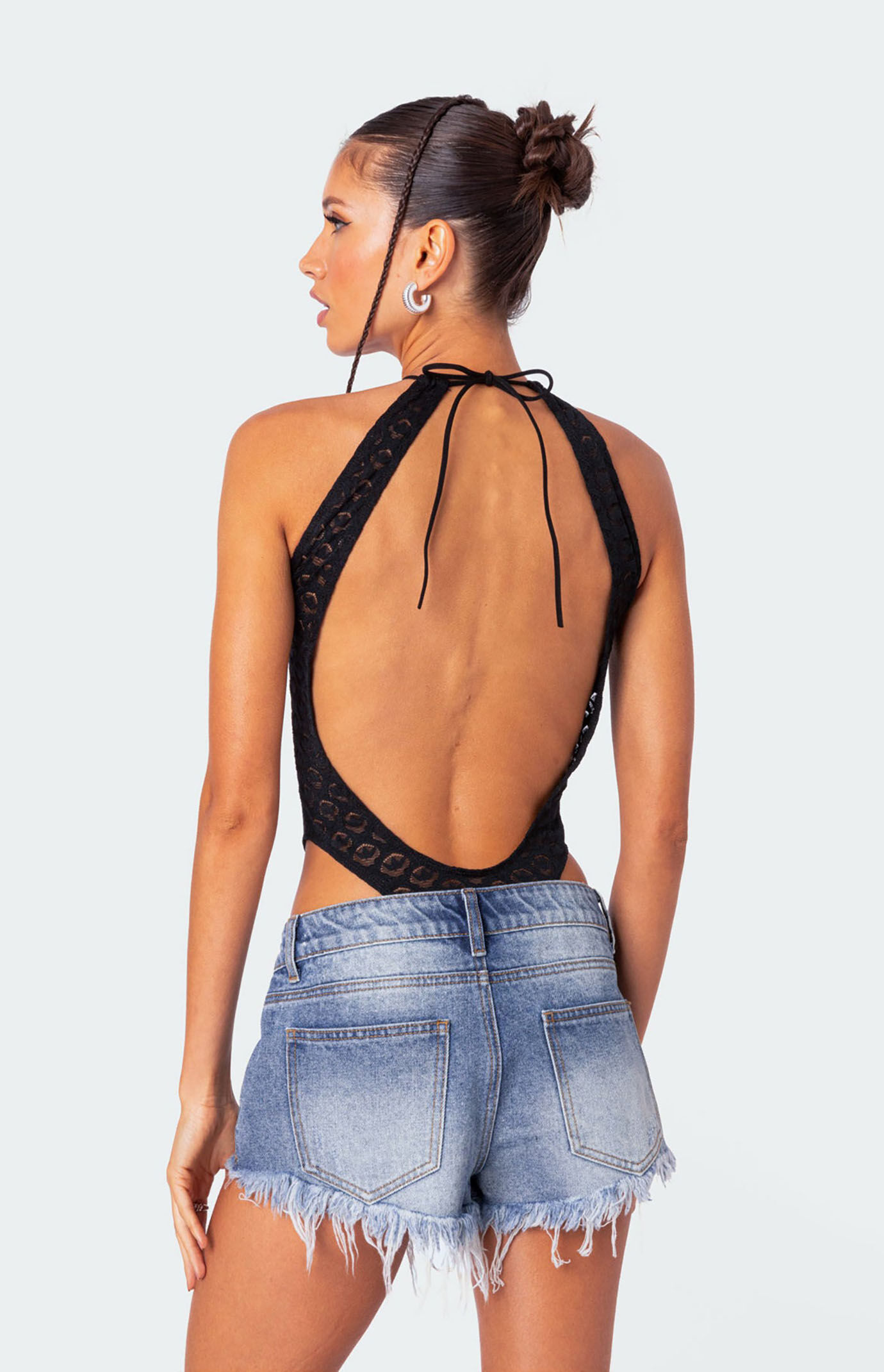 Edikted Sheer Lace Open Back Bodysuit | PacSun