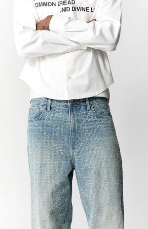 Blake Extreme Baggy Jeans Textured Checkerboard Light Blue image number 5