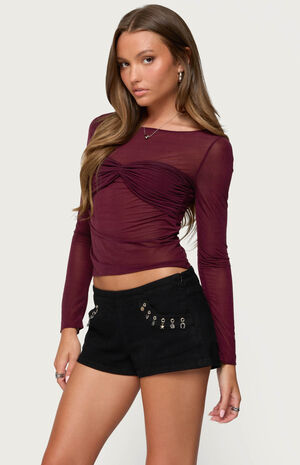 Oona Sheer Gathered Long Sleeve Top image number 2