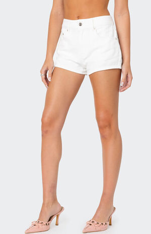 Bow Pocket Washed Denim Shorts image number 3