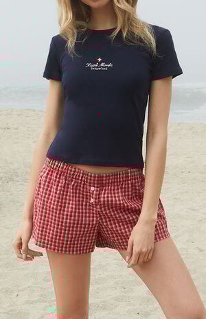 Red Plaid Keira Boxer Shorts