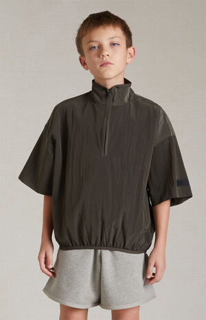 Essentials Ink Crinkle Nylon Half Zip Mock Neck Shirt image number 2